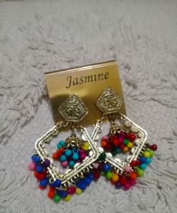 Colorful Beaded Jhumka Earrings