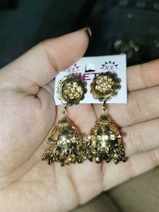 Elegant Jhumka Earrings with Stones