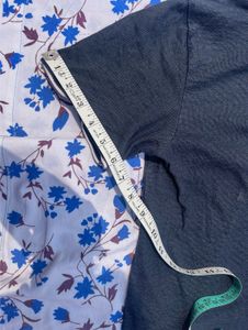 🌼 Denim &amp; Flower Shirt – Navy Blue | Classic