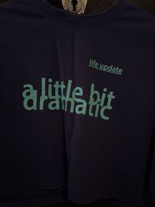 Dark Blue "A Little Bit Dramatic" Cropped T-Shirt