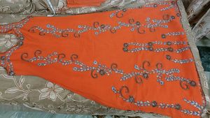 Vibrant Orange Embroidered gown