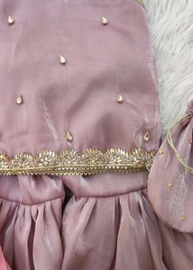 Girls Pink Embroidered Sharara Set with Dupatta