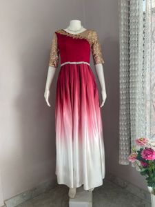 Elegant Red &amp; White Ombre Gown