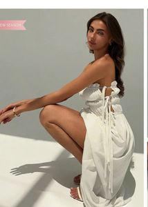 Side tie up White Maxi Dress