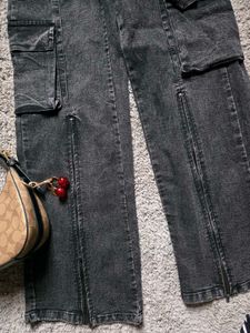 Stylish Grey Cargo Jeans