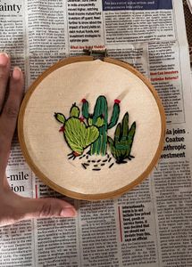 Cactus Embroidery Hoop Art