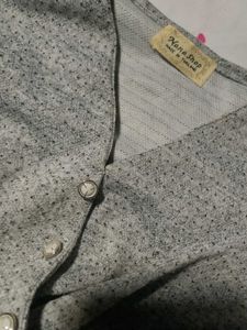 Grey Button-Up Long Sleeve Top