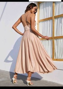 Elegant Beige Midi Dress