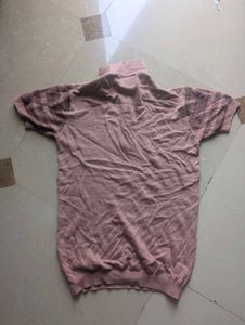 Pink Textured Sleeve tshirt