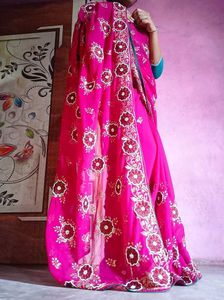 Beautiful heavy Embroidered Pink Saree &amp; blouse
