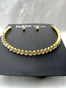 Golden Color Diamond Single Line Choker