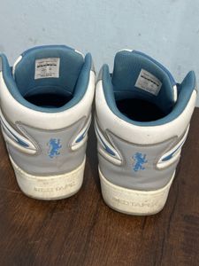 Retro High-Top Sneakers - Blue &amp; White