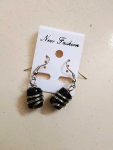 Black Stone Dangle Earrings