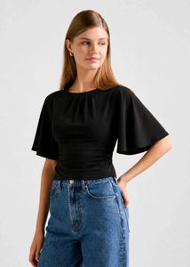 Chic Black Flutter Sleeve Top