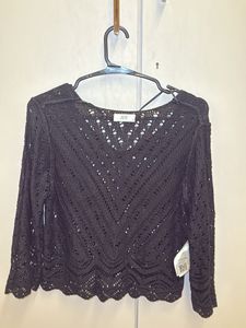 Black Crochet Knit Sweater