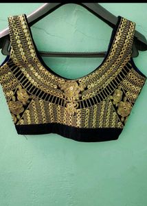 Embroidered Velvet Blouse