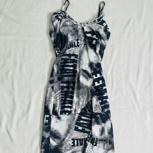 Black & White Graphic Slip Dress