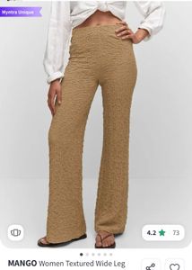 Crinkled Beige Wide Leg Pants