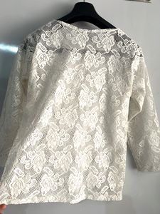 White Lace Round Neck Casual Top