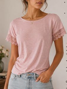 Chic Pink Lace Sleeve Top