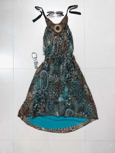 Bohemian Beaded Halter Dress