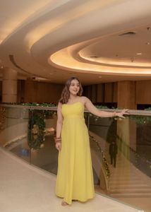 Elegant Yellow Spaghetti Strap Gown