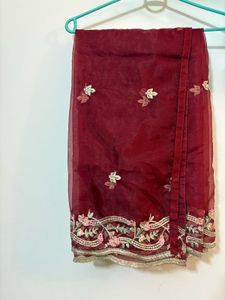 luxury Maroon pakistani suit with beautiful heavy