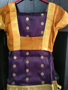 Designer Purple Saree with Orange Blouse