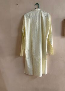 Men's Light Yellow Printed Kurta