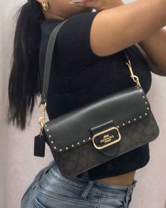 Coach Studded Monogram Shoulder Bag