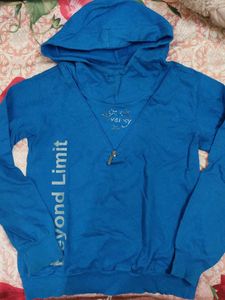 Blue Hoodie with Zipper Detail