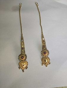 Gold-tone Ear Chain with Heart Detail