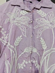 Embroidered Purple Collared co ord set