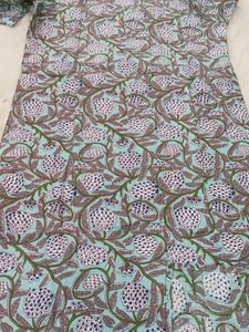 Light Blue Floral Print Cotton Kurta