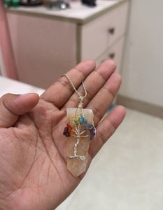 Set Crystal Tree of Life Pendant Necklace