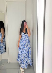 Backless Floral Maxi Dress