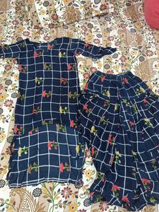 Blue Kurta Set with Floral Print