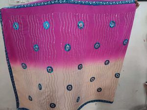 Stunning White &amp; Pink Ombre Sequin Saree