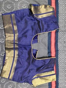 Elegant Blue Saree with Gold Border