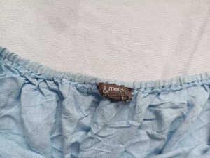 Light Blue Off-Shoulder Blouse