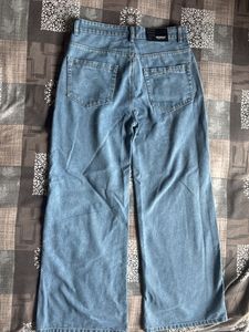 Light Wash Wide Leg Jeans with Butterfly Detail