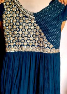 Teal Embroidered Anarkali Suit
