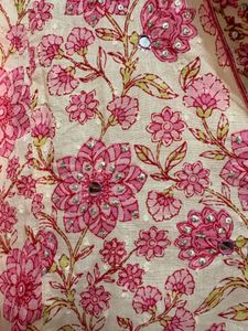 Pink Floral blockPrint Farida Gupta Kurta