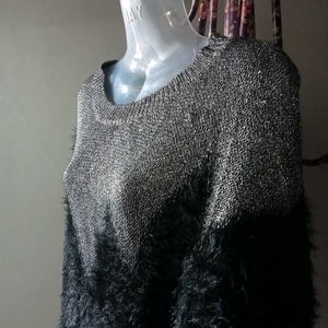 Korean Sparkly &amp; Fuzzy Accent Sweater
