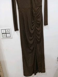 Brown Kazo Ruched Maxi Dress