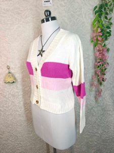 Striped V-Neck Cardigan