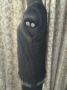 Black Embellished Sleeveless Top
