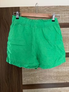 Bright Green Casual Shorts