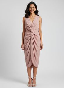 Cocktail Pink Crepe Fabric Dress