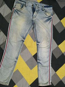 Men's Blue Striped Jeans